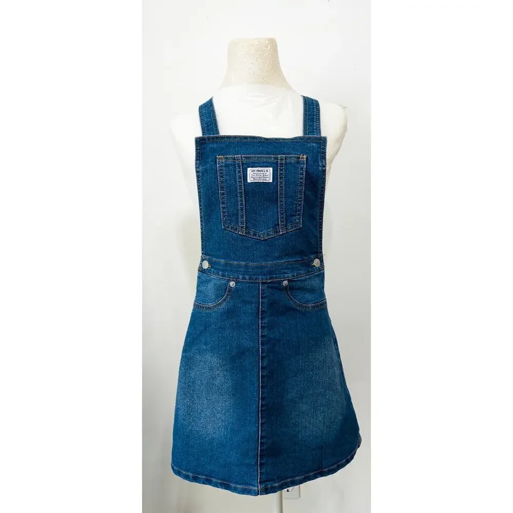 Levi’s denim pinafore overall dress‎ sz L (14/16) kids country cowgirl Y2K barn